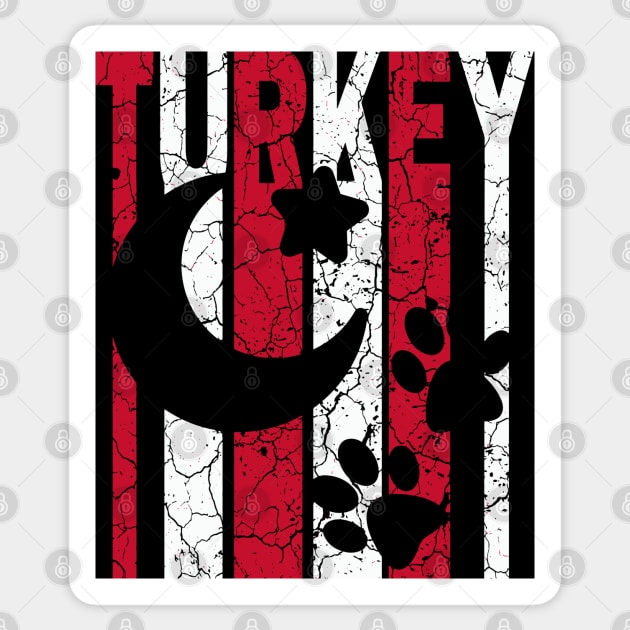 Country of Cat & Dog Lovers - Turkey Flag Retro Sticker by TuncGK
